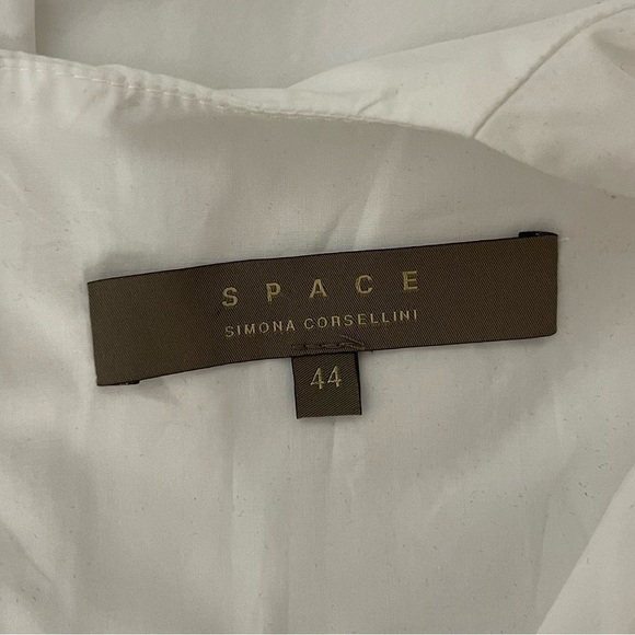 Space Simona Corsellini White Puff Sleeve V-Neck Dress Size 8 - Picture 7 of 11